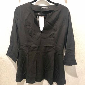 Black Formal Blouse L NEW